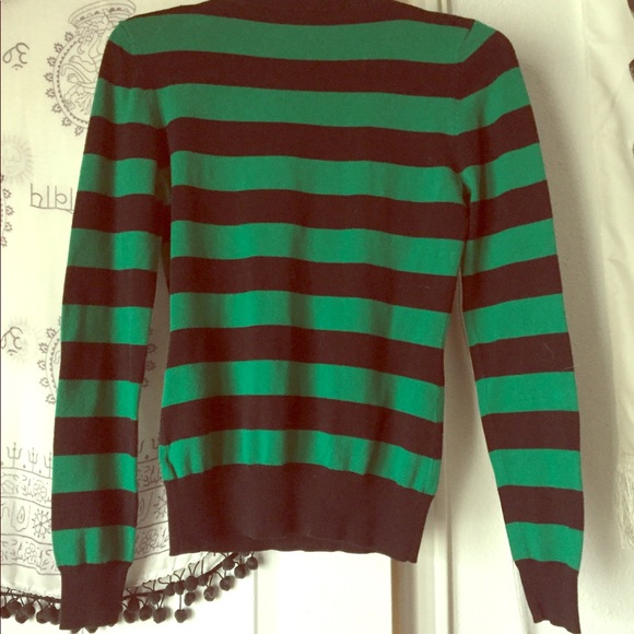 dark green and black striped sweater